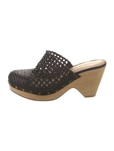 Pre-owned Veronica Beard Leather Mules In Black