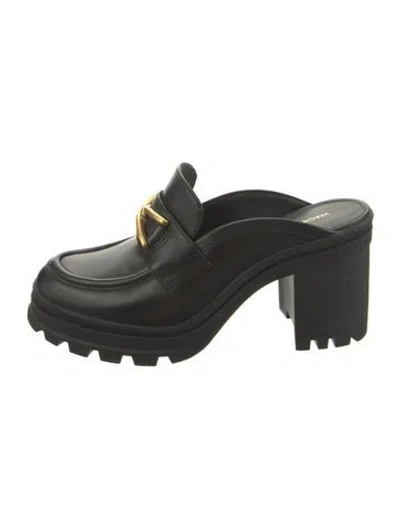 Pre-owned Veronica Beard Leather Mules In Black