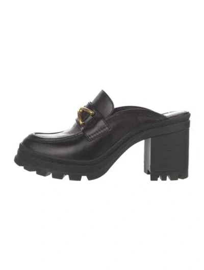 Pre-owned Veronica Beard Leather Mules In Black