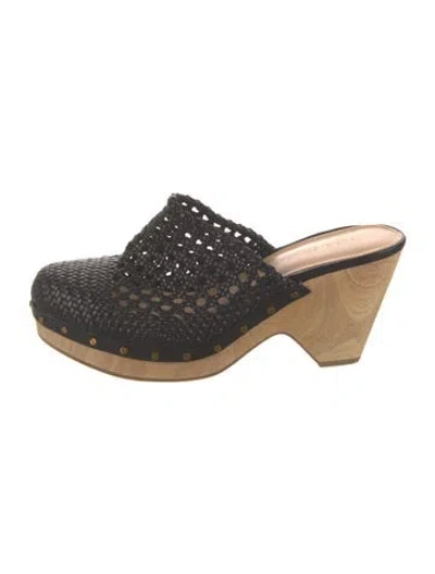 Pre-owned Veronica Beard Leather Mules In Black