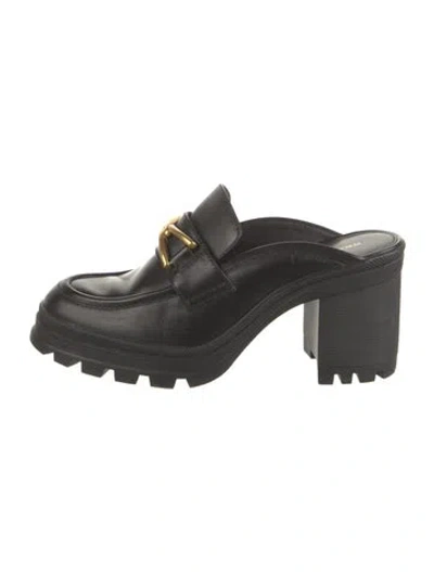 Pre-owned Veronica Beard Leather Mules In Black