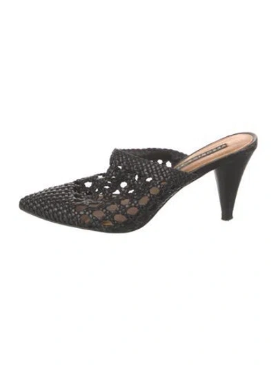Pre-owned Veronica Beard Leather Mules In Black