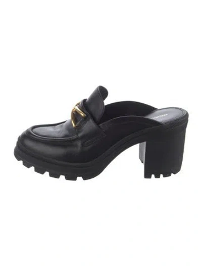 Pre-owned Veronica Beard Leather Mules In Black