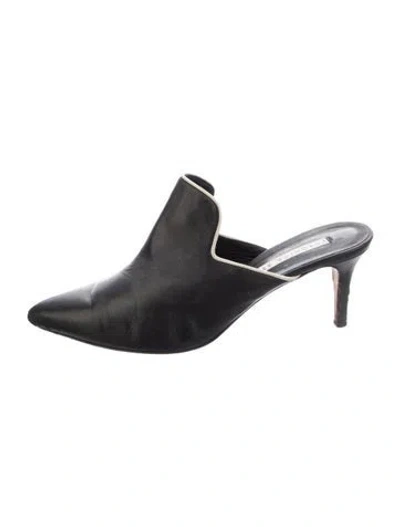 Pre-owned Veronica Beard Leather Mules In Black