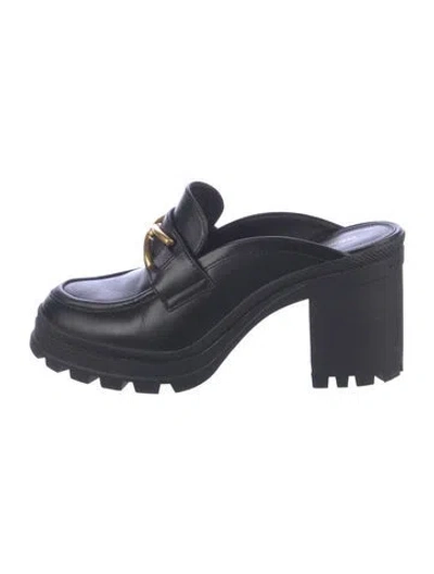 Pre-owned Veronica Beard Leather Mules In Black/blue