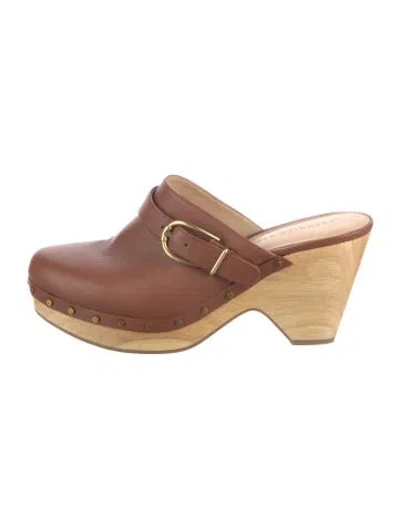 Pre-owned Veronica Beard Leather Mules In Brown