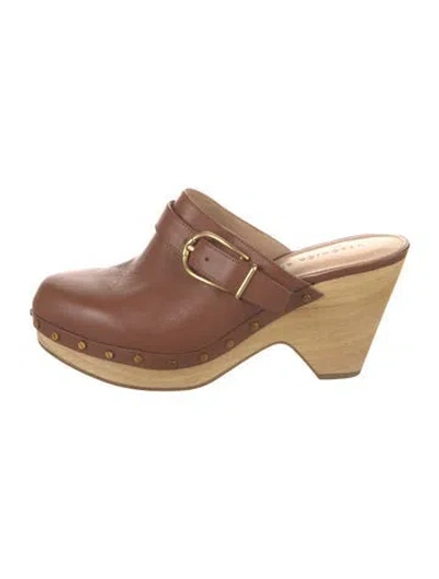 Pre-owned Veronica Beard Leather Mules In Brown