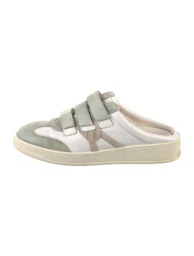 Pre-owned Veronica Beard Leather Mules In Neutrals/white