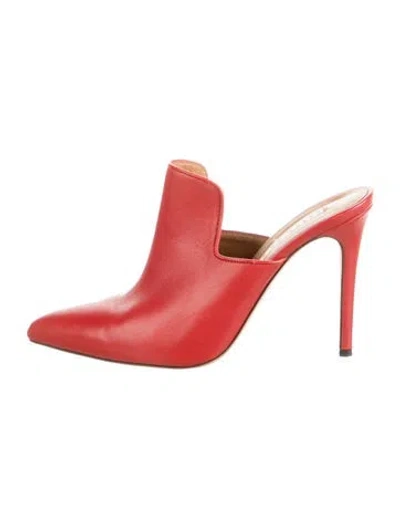 Pre-owned Veronica Beard Leather Mules In Red
