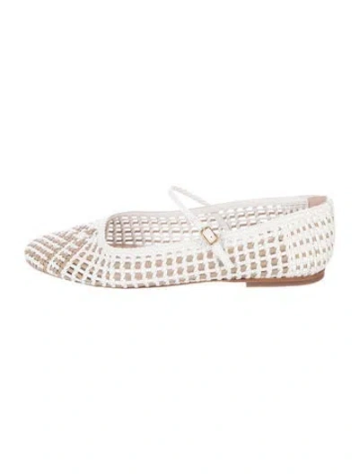 Pre-owned Veronica Beard Leather Patterned Ballet Flats In White