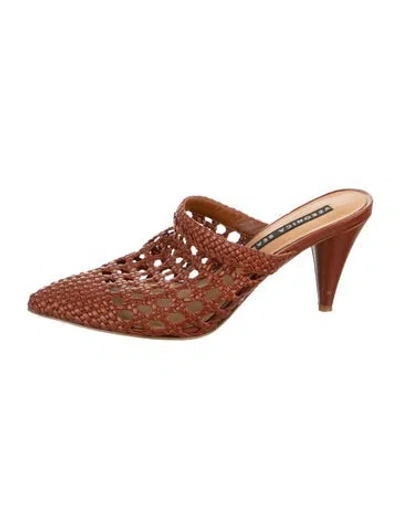 Pre-owned Veronica Beard Leather Patterned Mules In Brown