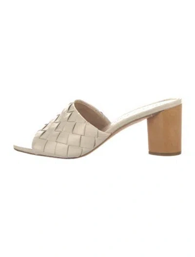 Pre-owned Veronica Beard Leather Patterned Mules In Neutrals