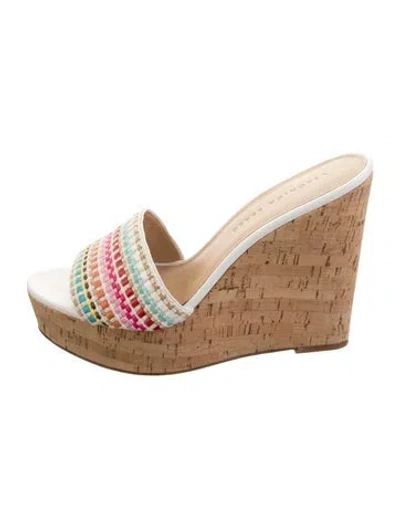 Pre-owned Veronica Beard Leather Patterned Sandals In White