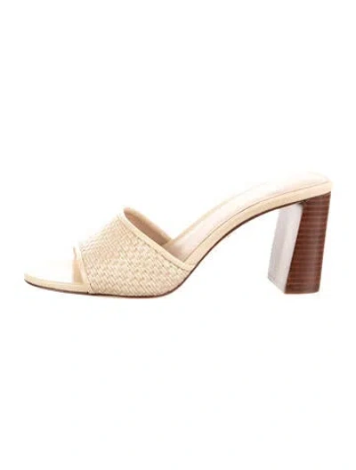 Pre-owned Veronica Beard Leather Patterned Slides In Gold