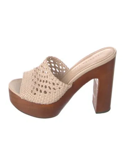 Pre-owned Veronica Beard Leather Patterned Slides In Neutrals