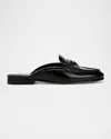 Veronica Beard Leather Penny Loafer Mules In Black Leather