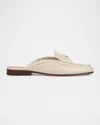 Veronica Beard Leather Penny Loafer Mules In Ivory