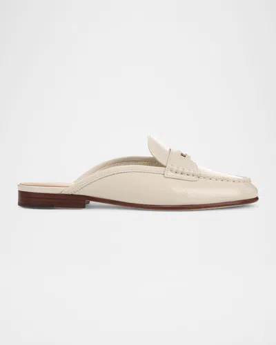 Veronica Beard Leather Penny Loafer Mules In Ivory