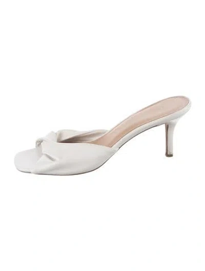 Pre-owned Veronica Beard Leather Pleated Accents Slides In White