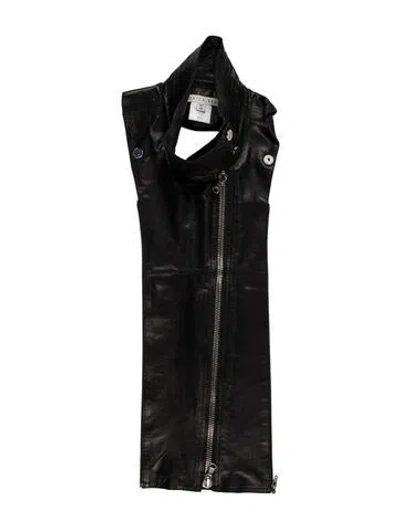 Pre-owned Veronica Beard Leather Printed Dickey In Black