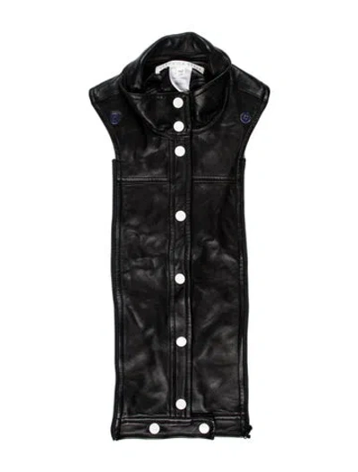 Pre-owned Veronica Beard Leather Printed Dickey In Black