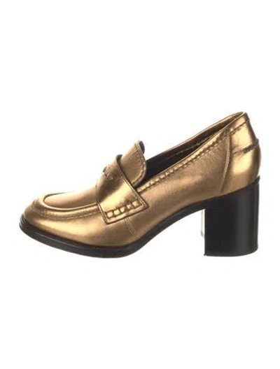 Pre-owned Veronica Beard Leather Pumps In Gold