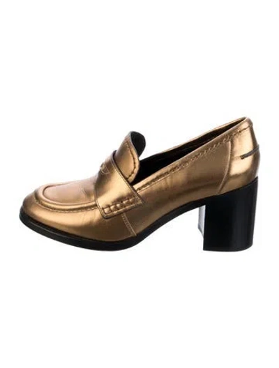 Pre-owned Veronica Beard Leather Pumps In Gold/metallic
