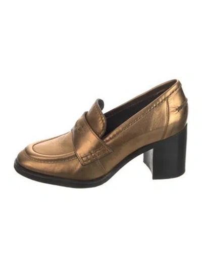 Pre-owned Veronica Beard Leather Pumps In Gold/metallic