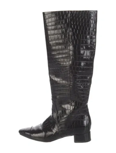 Pre-owned Veronica Beard Leather Riding Boots In Black