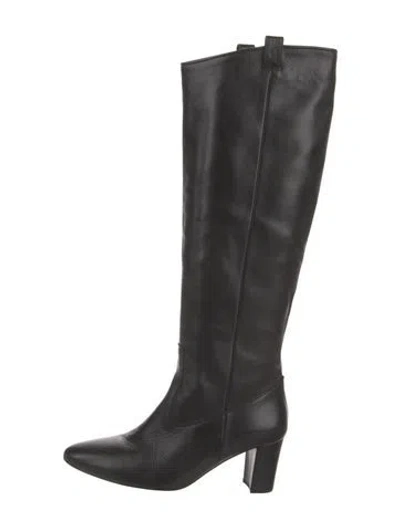 Pre-owned Veronica Beard Leather Riding Boots In Black