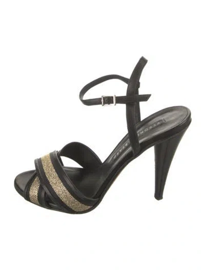 Pre-owned Veronica Beard Leather Sandals In Black