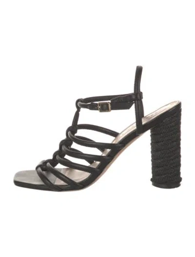 Pre-owned Veronica Beard Leather Sandals In Black