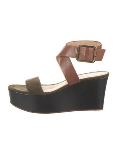 Pre-owned Veronica Beard Leather Sandals In Green