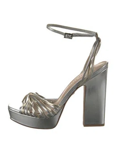 Pre-owned Veronica Beard Leather Sandals In Silver