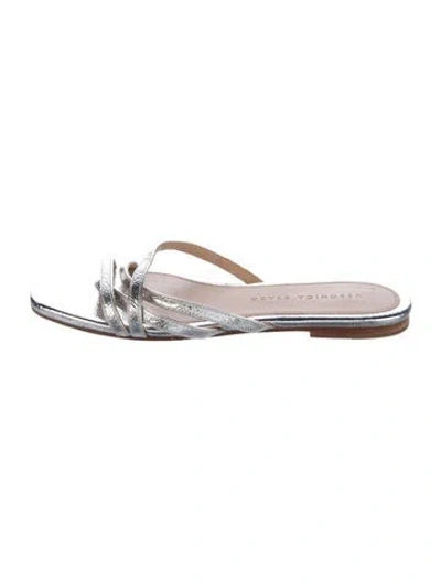 Pre-owned Veronica Beard Leather Sandals In Silver