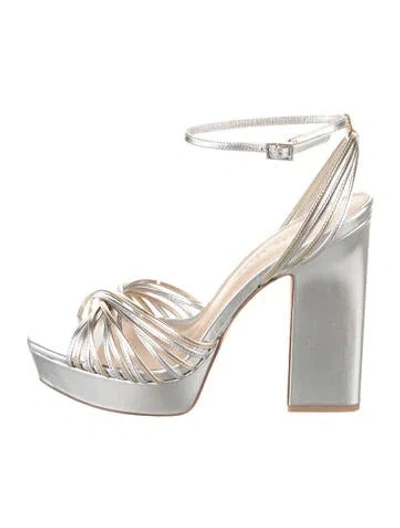 Pre-owned Veronica Beard Leather Sandals In Silver