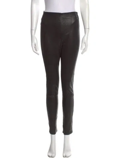 Pre-owned Veronica Beard Leather Skinny Leg Pants In Black