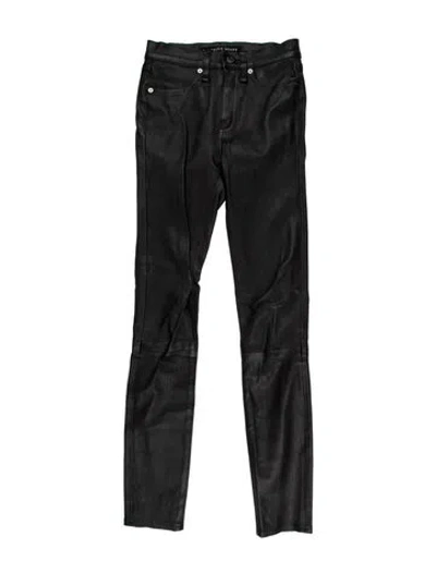 Pre-owned Veronica Beard Leather Skinny Leg Pants In Black