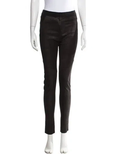 Pre-owned Veronica Beard Leather Skinny Leg Pants In Black