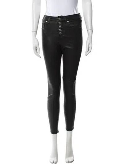 Pre-owned Veronica Beard Leather Skinny Leg Pants In Black