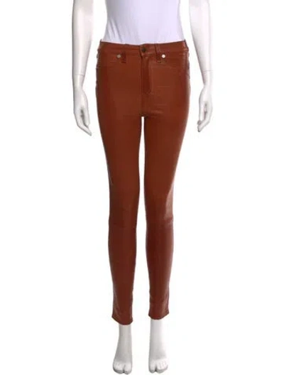 Pre-owned Veronica Beard Leather Skinny Leg Pants In Brown