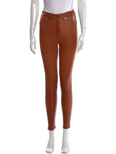 Pre-owned Veronica Beard Leather Skinny Leg Pants In Brown