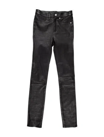 Pre-owned Veronica Beard Leather Skinny Leg Pants In Gray