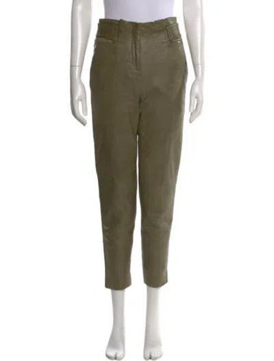 Pre-owned Veronica Beard Leather Skinny Leg Pants In Green
