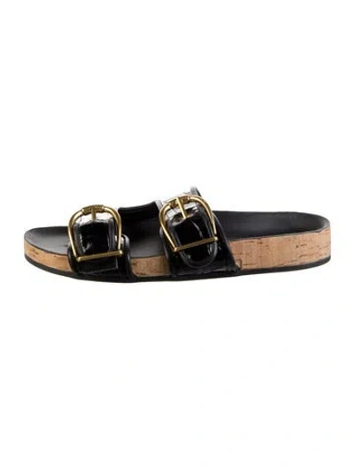 Pre-owned Veronica Beard Leather Slides In Black