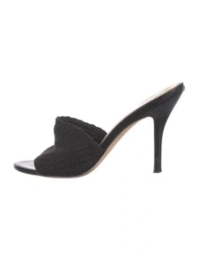 Pre-owned Veronica Beard Leather Slides In Black