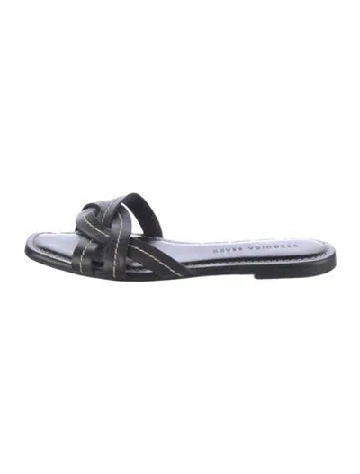 Pre-owned Veronica Beard Leather Slides In Black