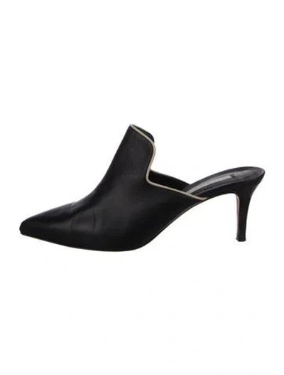 Pre-owned Veronica Beard Leather Slides In Black