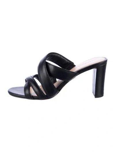 Pre-owned Veronica Beard Leather Slides In Black