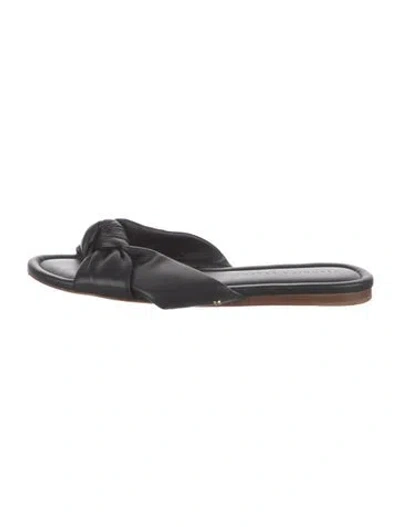 Pre-owned Veronica Beard Leather Slides In Black